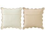 J-LINE KUSSEN SCALLOP KATOEN WIT/BEIGE SET VAN 2 - Tuincentrum Lopik