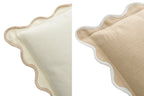 J-LINE KUSSEN SCALLOP KATOEN WIT/BEIGE SET VAN 2 - Tuincentrum Lopik
