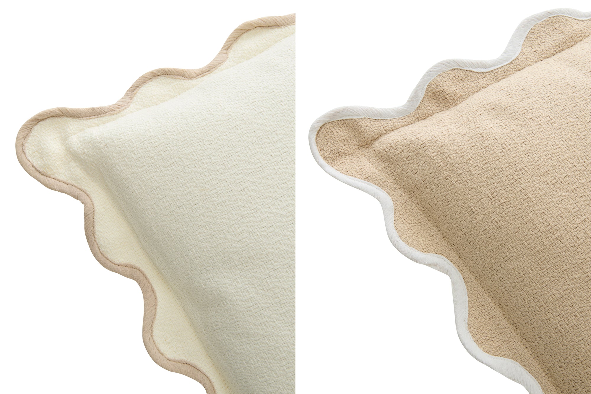 J-LINE KUSSEN SCALLOP KATOEN WIT/BEIGE SET VAN 2 - Tuincentrum Lopik