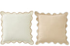 J-LINE KUSSEN SCALLOP KATOEN WIT/BEIGE SET VAN 2 - Tuincentrum Lopik