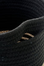J-LINE SET OF 3 BASKET STRIPED POLYESTER BLACK/BEIGE - Tuincentrum Lopik
