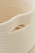 J-LINE SET OF 3 BASKET STRIPED POLYESTER WHITE/BEIGE - Tuincentrum Lopik