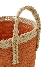 J-LINE SET OF 3 BASKET WITH HANDLES PAPER DARK ORANGE/NATURAL - Tuincentrum Lopik