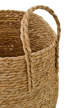 Set Of 3 Basket With Handles Rush Natural/Grey-Green - Tuincentrum Lopik