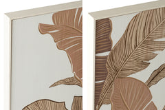 J-LINE WANDDECORATIE HOUT GESNEDEN GRENENHOUT BRUIN/OFFWHITE SET 2 - Tuincentrum Lopik
