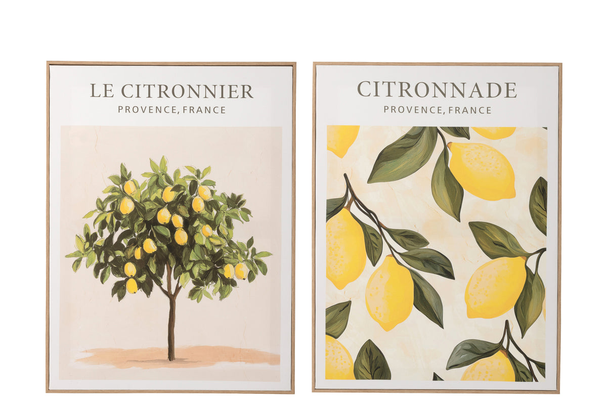 J-LINE WANDDECORATIE CITROENBOOM CANVAS MULTICOLOR - SET VAN 2 - 60 X 45 CM - Tuincentrum Lopik