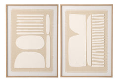 J-LINE WANDDECORATIE ABSTRACT CANVAS NATUREL/WIT - SET VAN 2 - 70 X 50 CM - Tuincentrum Lopik