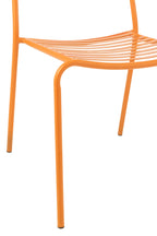 Orange gestreifter Gartenstuhl aus Metall