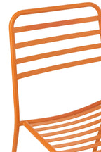 Orange gestreifter Gartenstuhl aus Metall