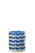 J-LINE KERZENHALTER GLAS BLAU/WEISS MITTEL II