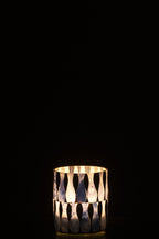 J-LINE CANDLE HOLDER GLASS BLUE/WHITE SMALL