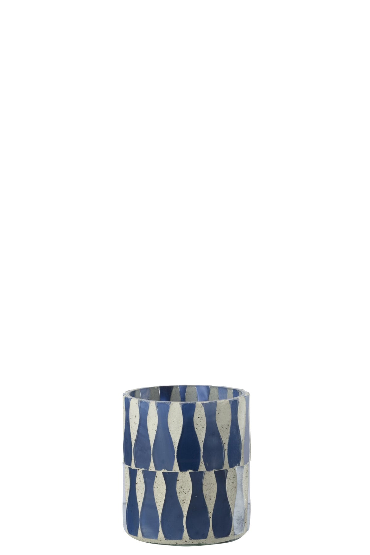 J-LINE TEELICHTHALTER GLAS BLAU/WEISS KLEIN