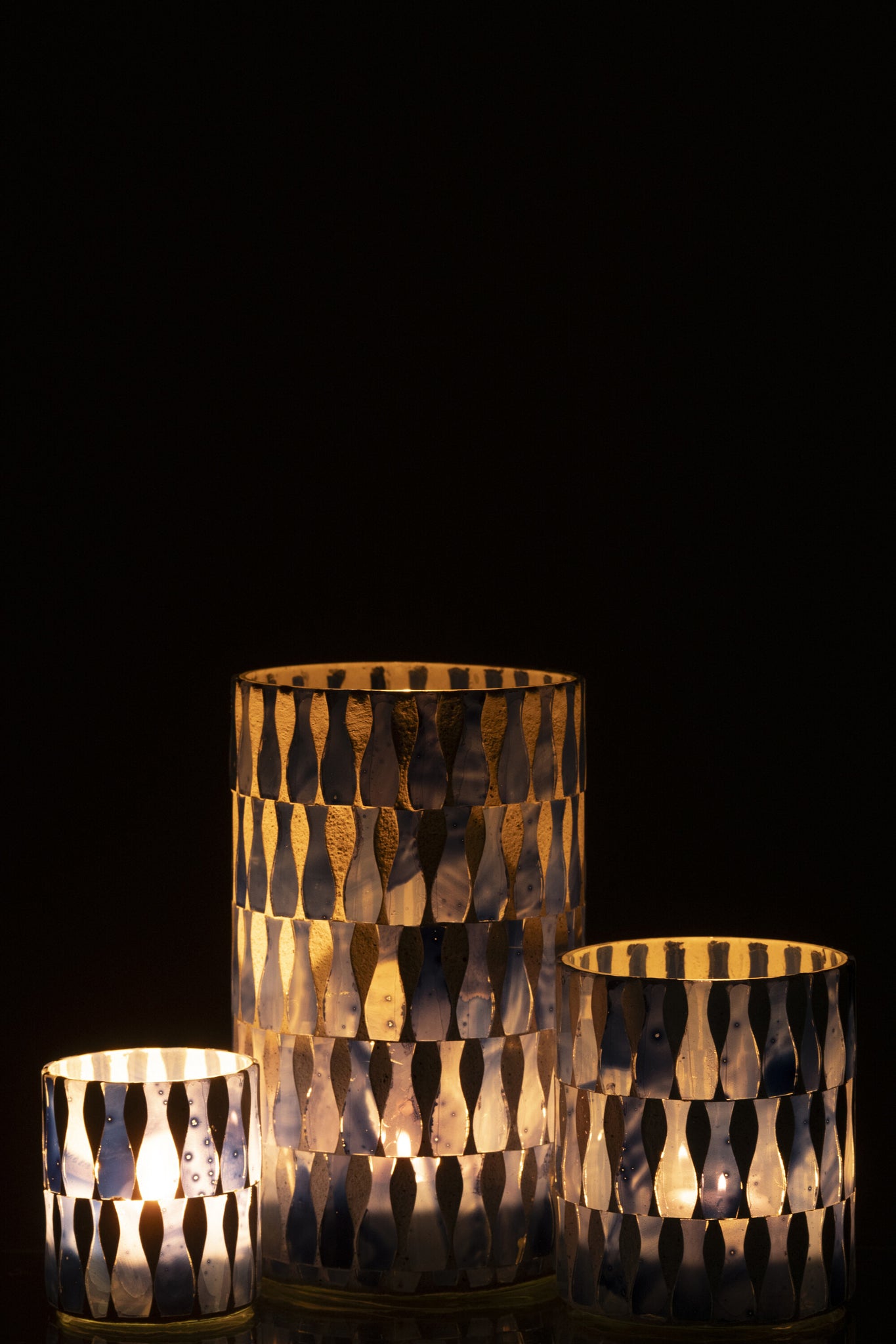 J-LINE CANDLE HOLDER GLASS BLUE/WHITE LARGE - Tuincentrum Lopik