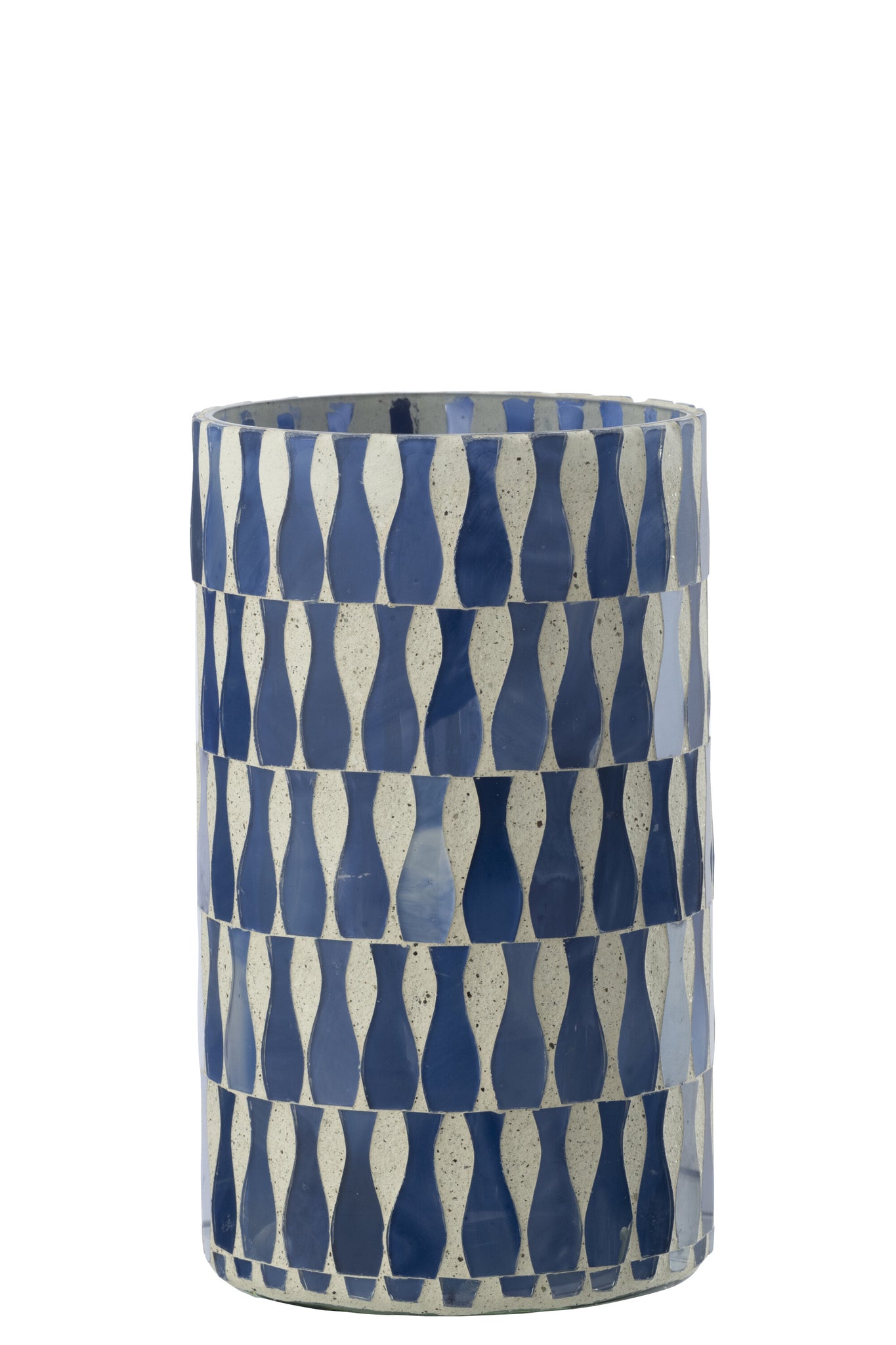 J-LINE CANDLE HOLDER GLASS BLUE/WHITE LARGE - Tuincentrum Lopik