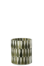 J-LINE KERZENHALTER GLAS OLIVGRÜN/WEISS MEDIUM