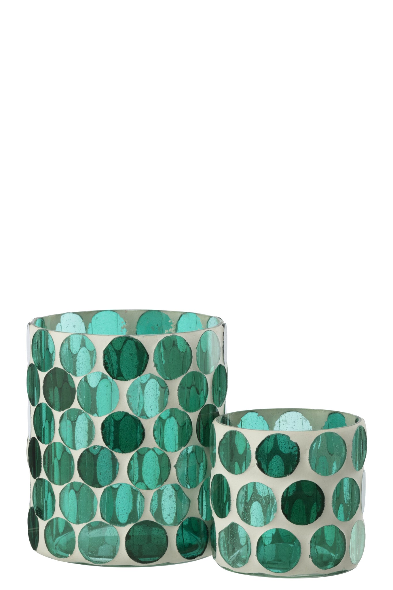 J-LINE KAARSENHOUDER GLAS TURQUOISE LARGE 10X10X12.5CM - Tuincentrum Lopik