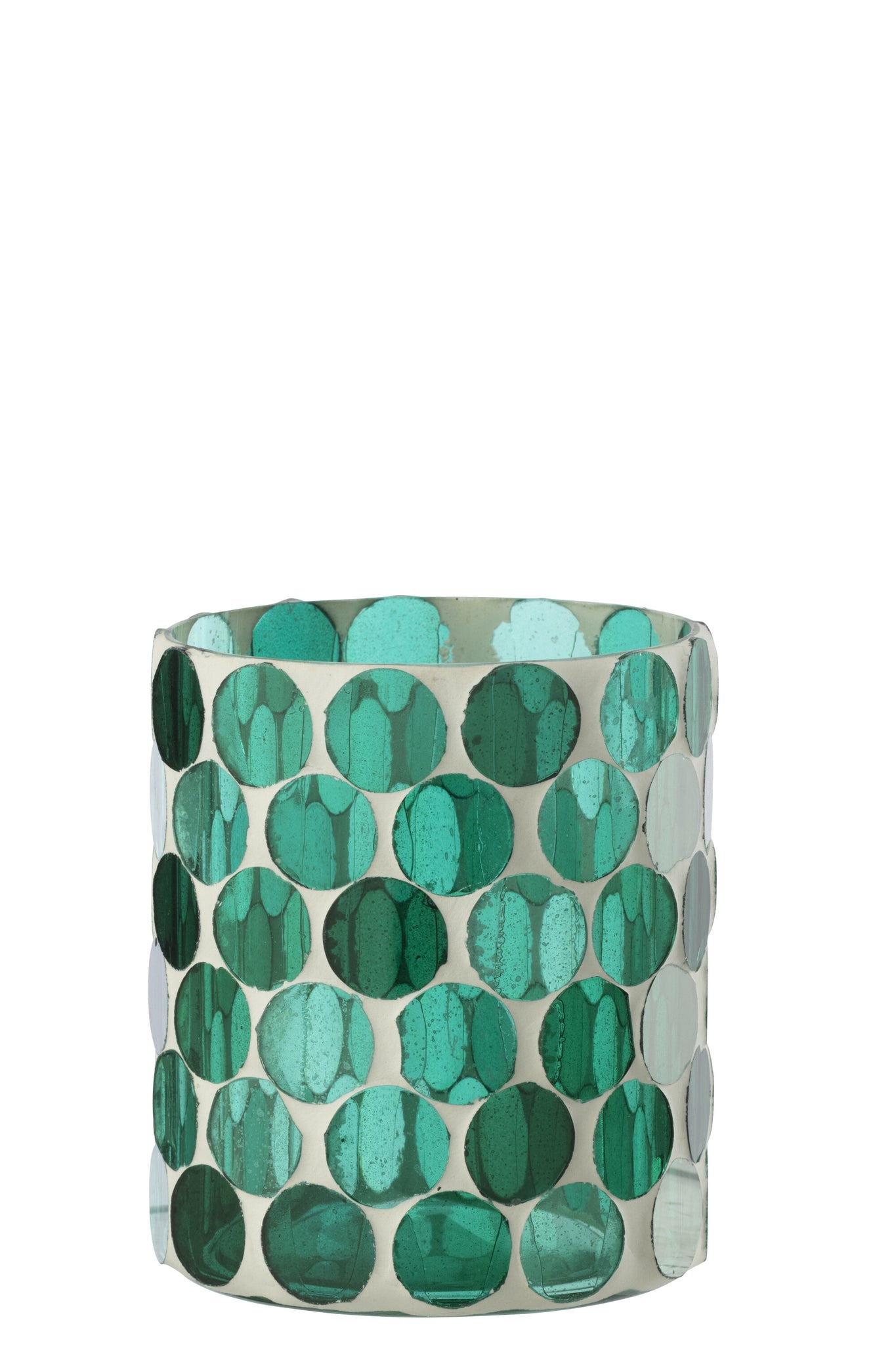 J-LINE KAARSENHOUDER GLAS TURQUOISE LARGE 10X10X12.5CM - Tuincentrum Lopik