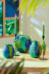 J-LINE HURRICANE GLAS AZUURBLAUW/BLAUW SMALL 14X14X16CM - Tuincentrum Lopik