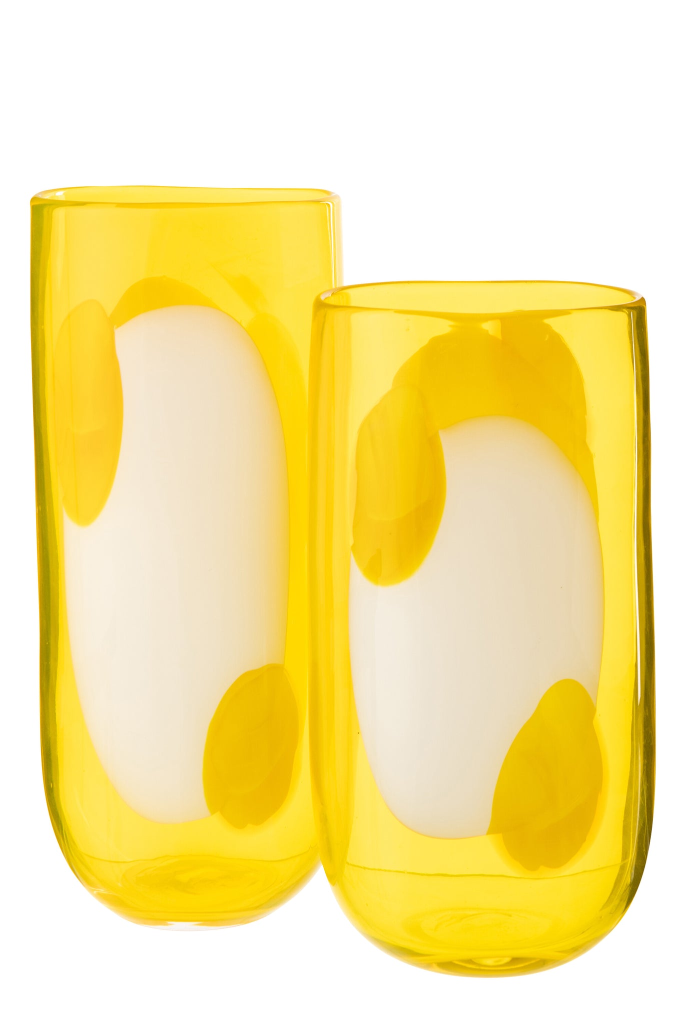 J-LINE VASE MONA GLAS TRANSPARENT/GELB GROSS