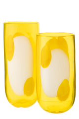 J-LINE VASE MONA GLAS TRANSPARENT/GELB GROSS