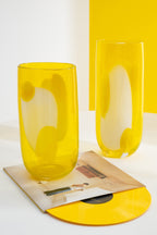 J-LINE VASE MONA GLAS TRANSPARENT/GELB GROSS