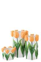 J-LINE VASE TULIP CERAMIC WHITE/ORANGE LARGE - Tuincentrum Lopik