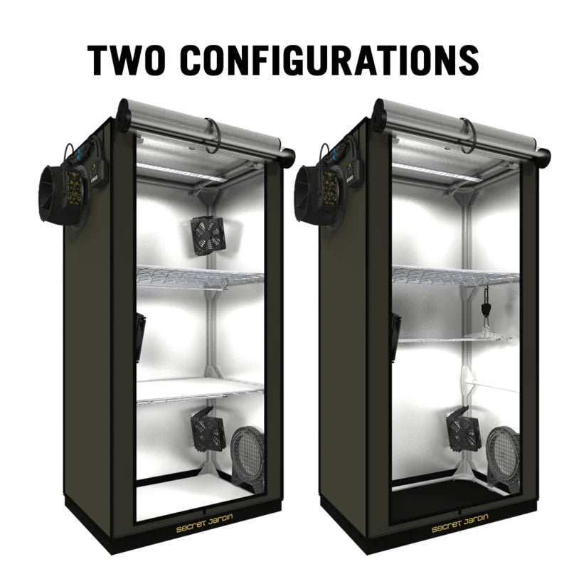 SECRET JARDIN GR60 THE ORIGINAL 60 COMPLETE KWEEKTENT SET MET 60 WATT VERLICHTING, CIRCULATIE EN AFZUIGING 60 X 40 X 116 CM - Tuincentrum Lopik