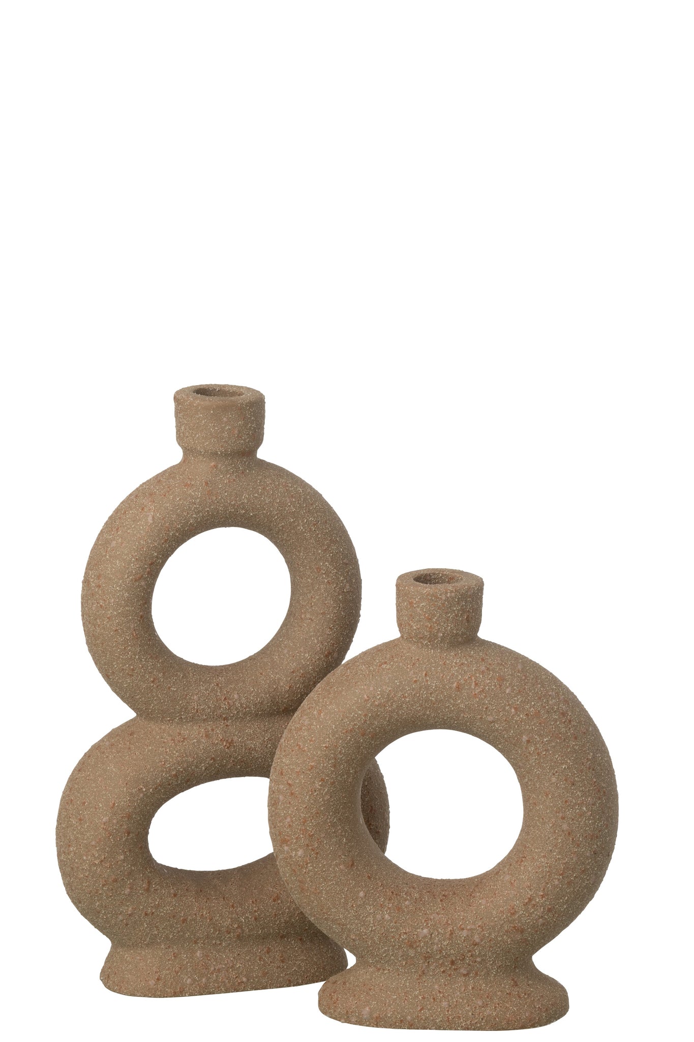 J-LINE VAAS SOLIFLORE 2 RINGEN STEENGOED TAUPE GROOT 28CM - Tuincentrum Lopik