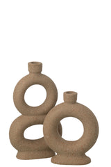 J-LINE VAAS SOLIFLORE 2 RINGEN STEENGOED TAUPE GROOT 28CM - Tuincentrum Lopik
