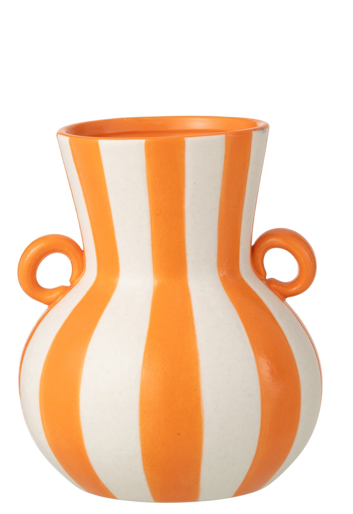 Vase Striped Ceramic Orange/White - Tuincentrum Lopik