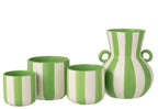 Vase Striped Ceramic Green/White - Tuincentrum Lopik