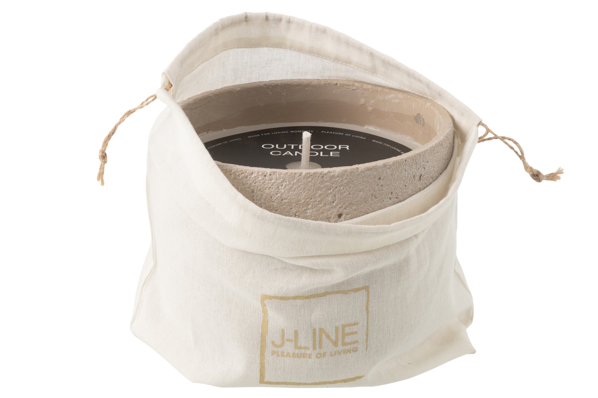 J-LINE OUTDOOR KAARS ROND LICHT BEIGE GROOT 47U - Tuincentrum Lopik