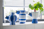 J-LINE VASE FISCH GESTREIFT DOLOMIT BLAU/WEISS