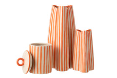 J-LINE VASE STRIPED CERAMIC OFF-WHITE/ORANGE LARGE