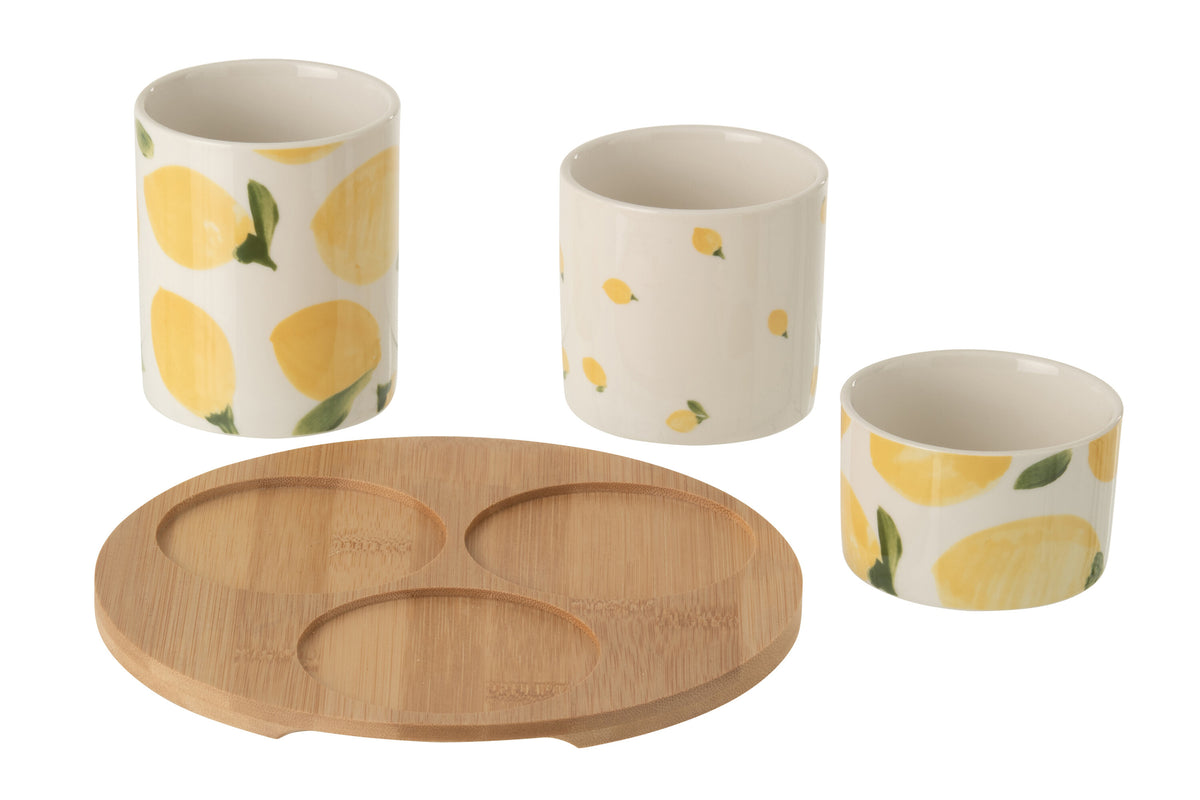 Appetizer Set Lemon Ceramic White/Yellow Small - Tuincentrum Lopik