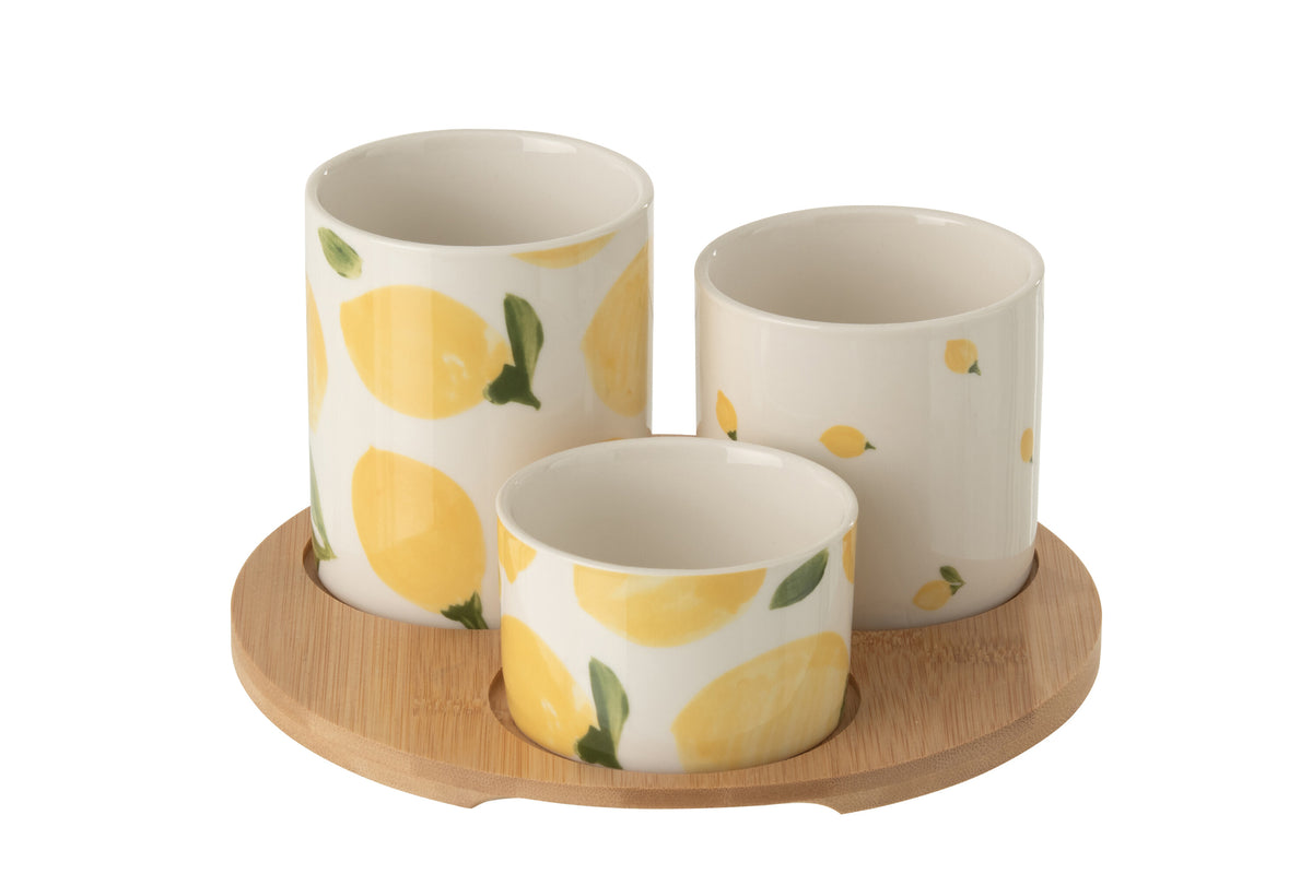 Appetizer Set Lemon Ceramic White/Yellow Small - Tuincentrum Lopik