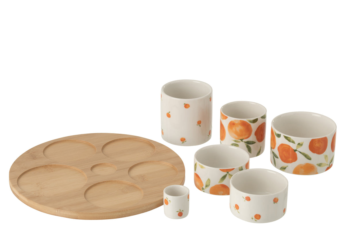 Appetizer Set Orange Ceramic White/Orange Large - Tuincentrum Lopik