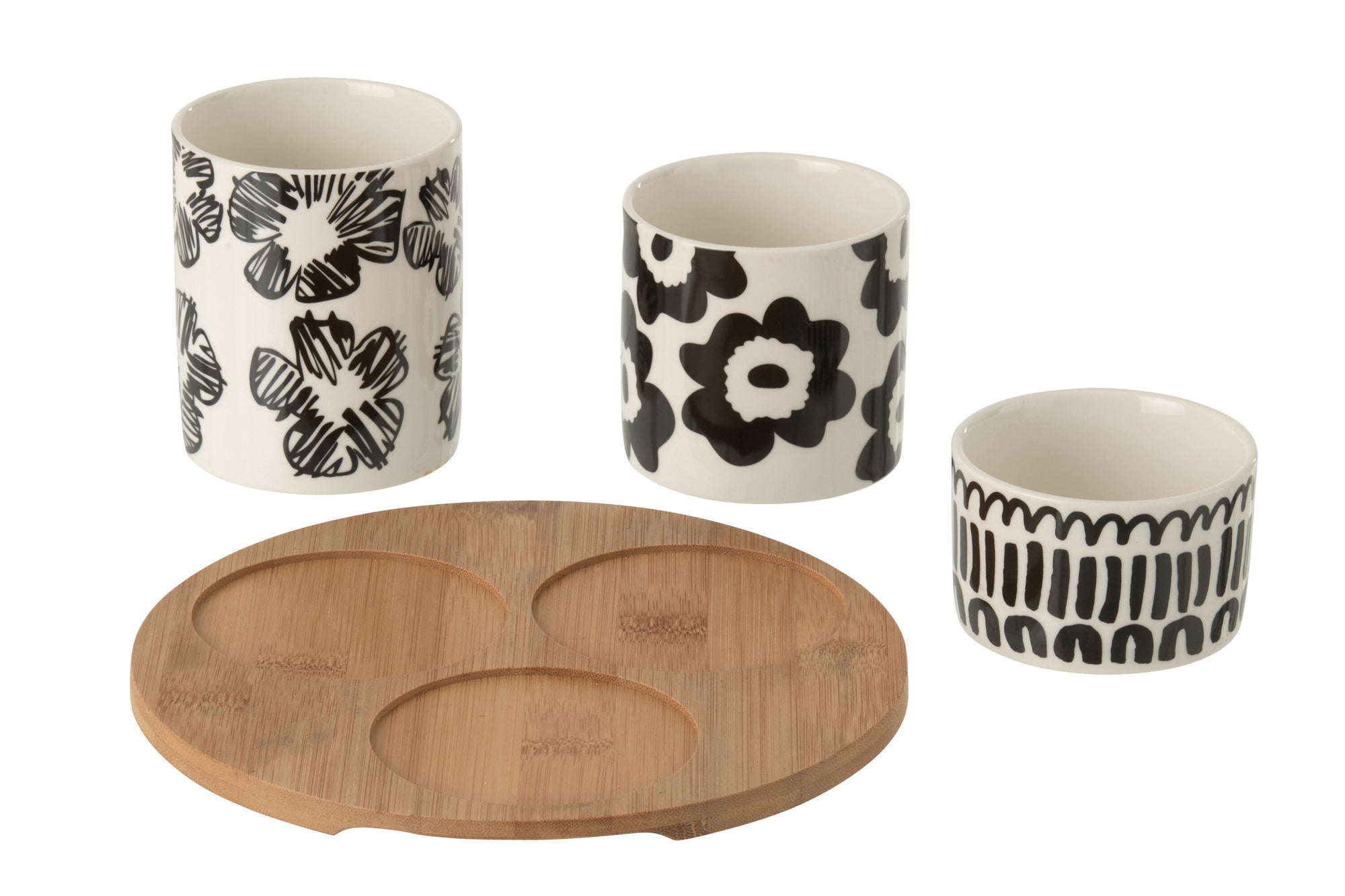 Appetizer Set Ceramic White/Black Small - Tuincentrum Lopik