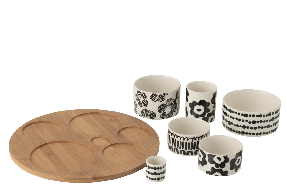 Appetizer Set Ceramic White/Black Large - Tuincentrum Lopik