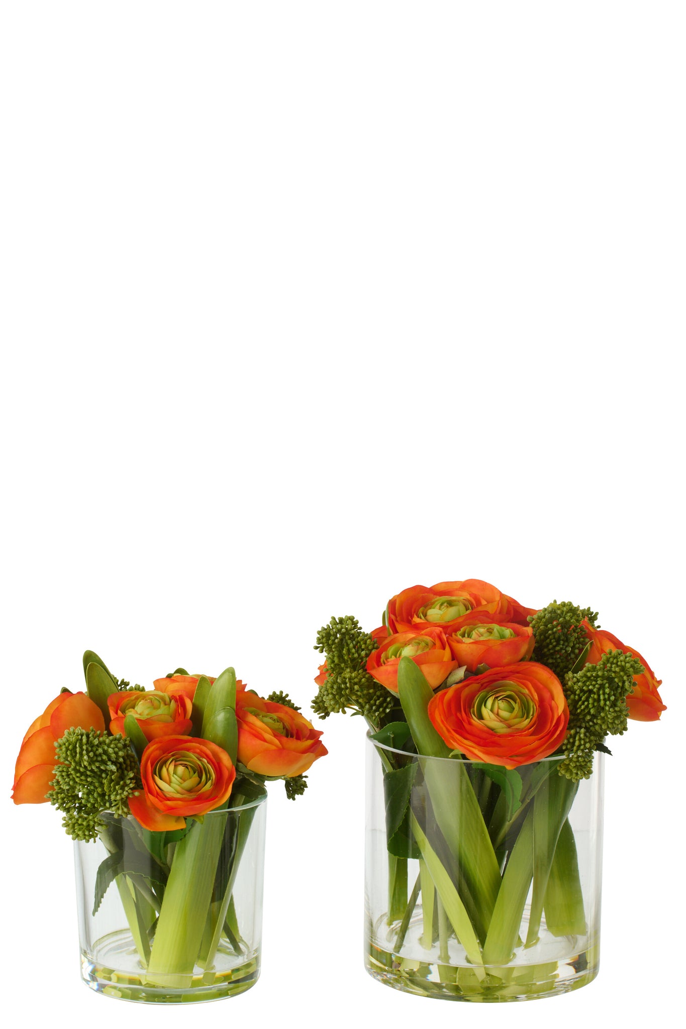 Ranunculus In Vase Fabric Orange/Transparent Large - Tuincentrum Lopik