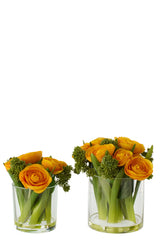 Ranunculus In Vase Fabric Yellow/Transparent Large - Tuincentrum Lopik