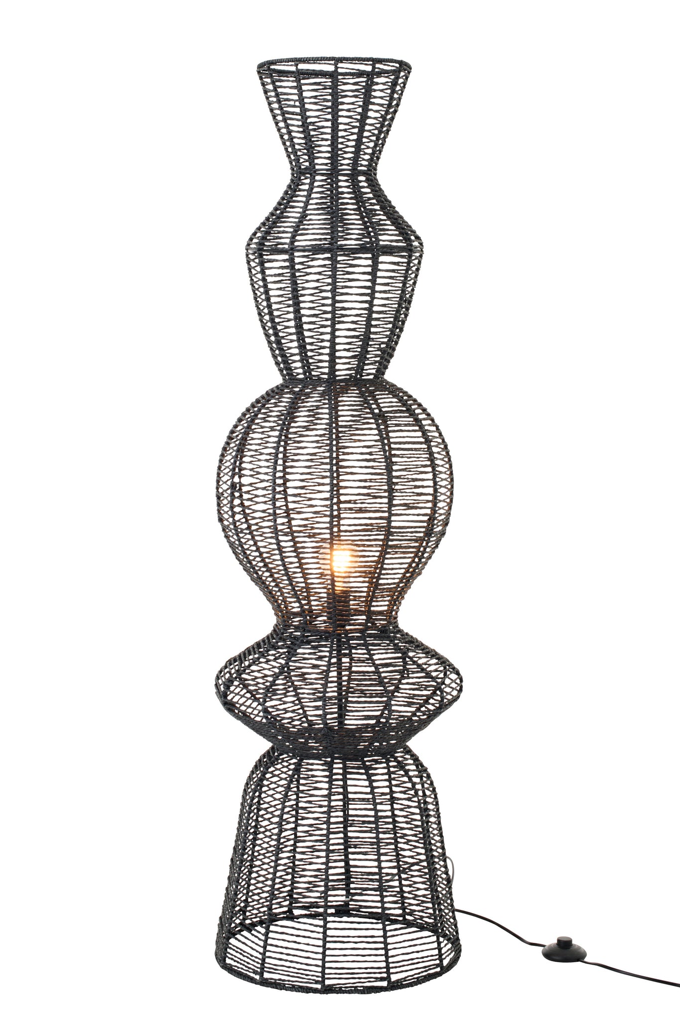 Zwarte metalen vloerlamp met touw - Tuincentrum Lopik