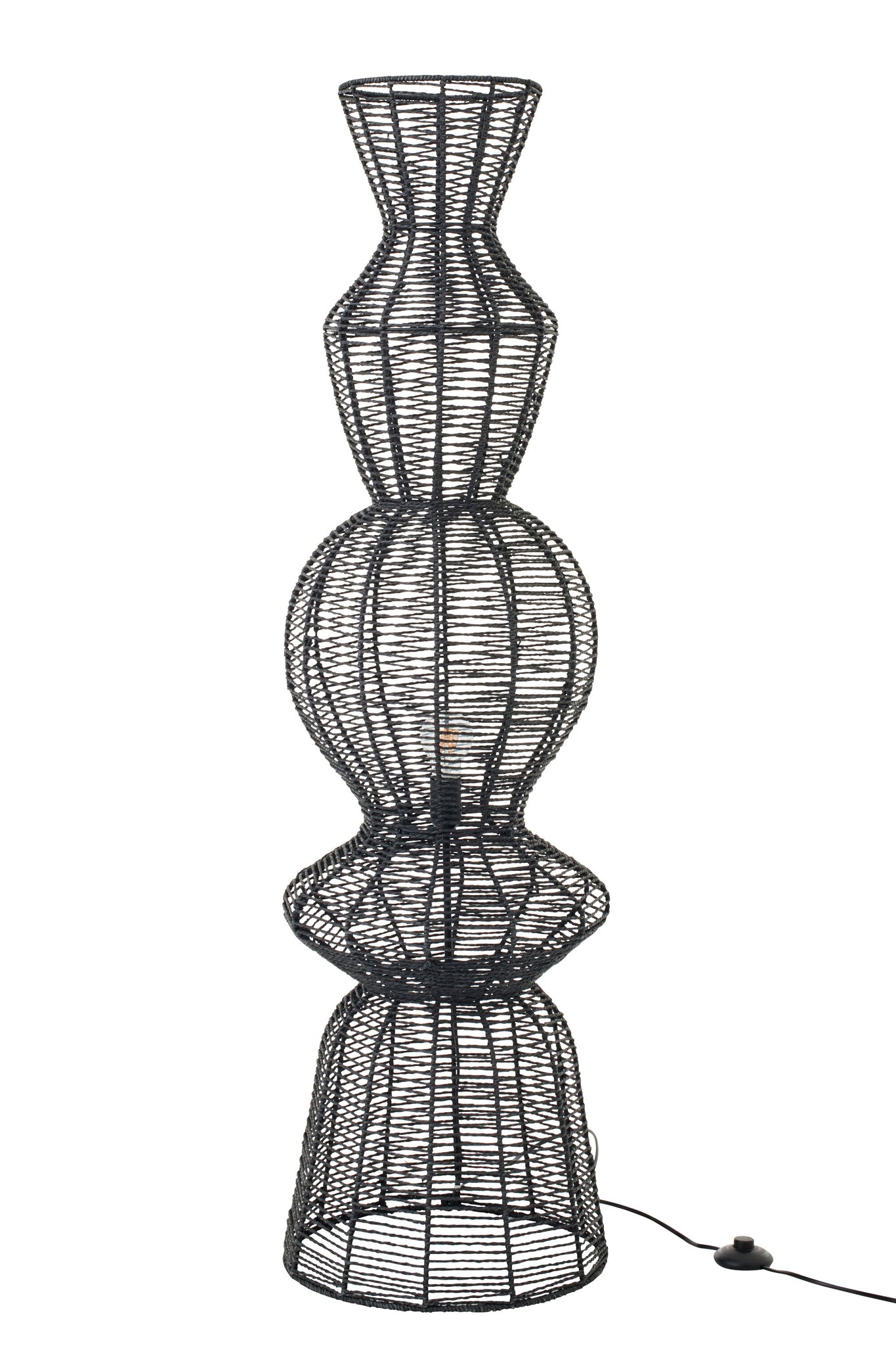 Zwarte metalen vloerlamp met touw - Tuincentrum Lopik