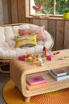 Teppich gestreift Raffia Warmgelb/Dunkelorange