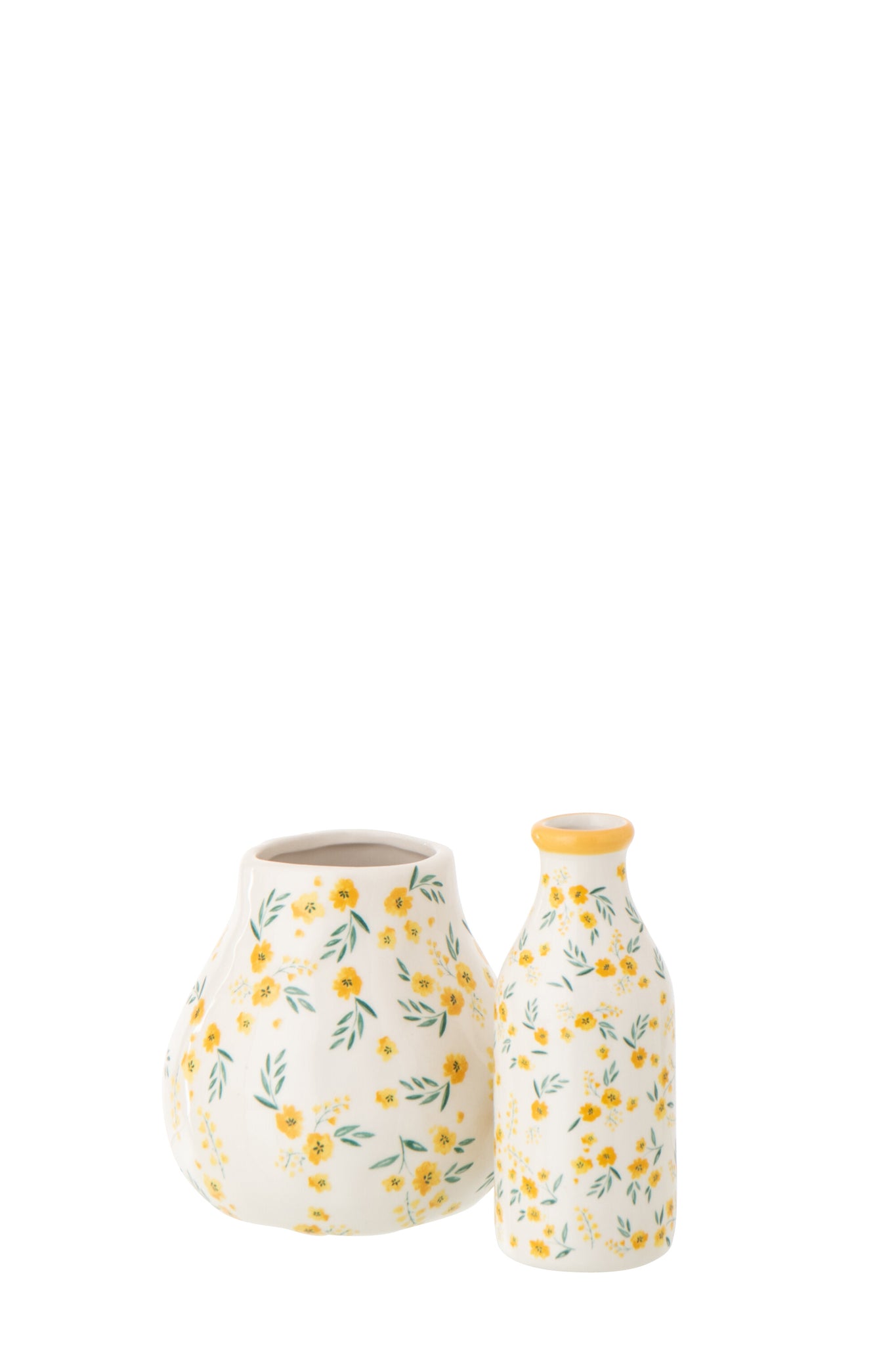 J-LINE VASE FLOWERS DOLOMIT WEISS/HELLGELB