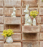J-LINE VASE FLOWERS DOLOMIT WEISS/HELLGELB