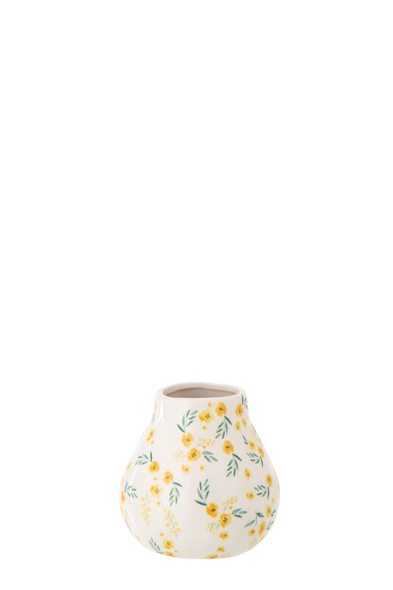 J-LINE VASE FLOWERS DOLOMIT WEISS/HELLGELB