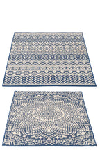 Rug Outdoor Mosaic Polypropylene Dark Blue/White Assortment Of 2 - Tuincentrum Lopik