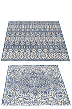 Rug Outdoor Mosaic Polypropylene Dark Blue/White Assortment Of 2 - Tuincentrum Lopik