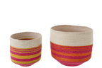 J-LINE SET OF 2 BASKET STRIPED SEAGRASS MULTI - Tuincentrum Lopik